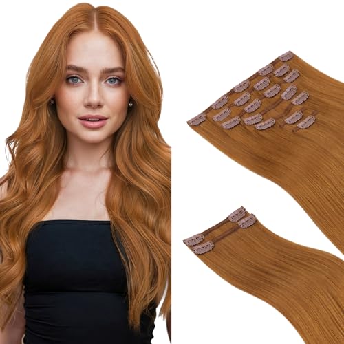 Clip in Hair Extensions Real Human Hair, Remy Human Hair Extensions Clip ins for Women, Natural Human Hair, 20inch 120g 7Pcs, 1B Natural black(副本)