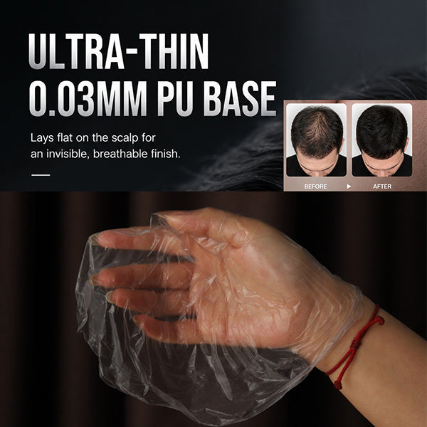Toupee Real Human Hair Pieces for Men 0.03mm UltraThin Skin Invisible All Mens Hair System Men's WigReplacement r for Hair Loss Natural Hairline mens HairProsthesis Protesis Capilar Hombre #1color wigs lightbeige tone v-looped hairpiece