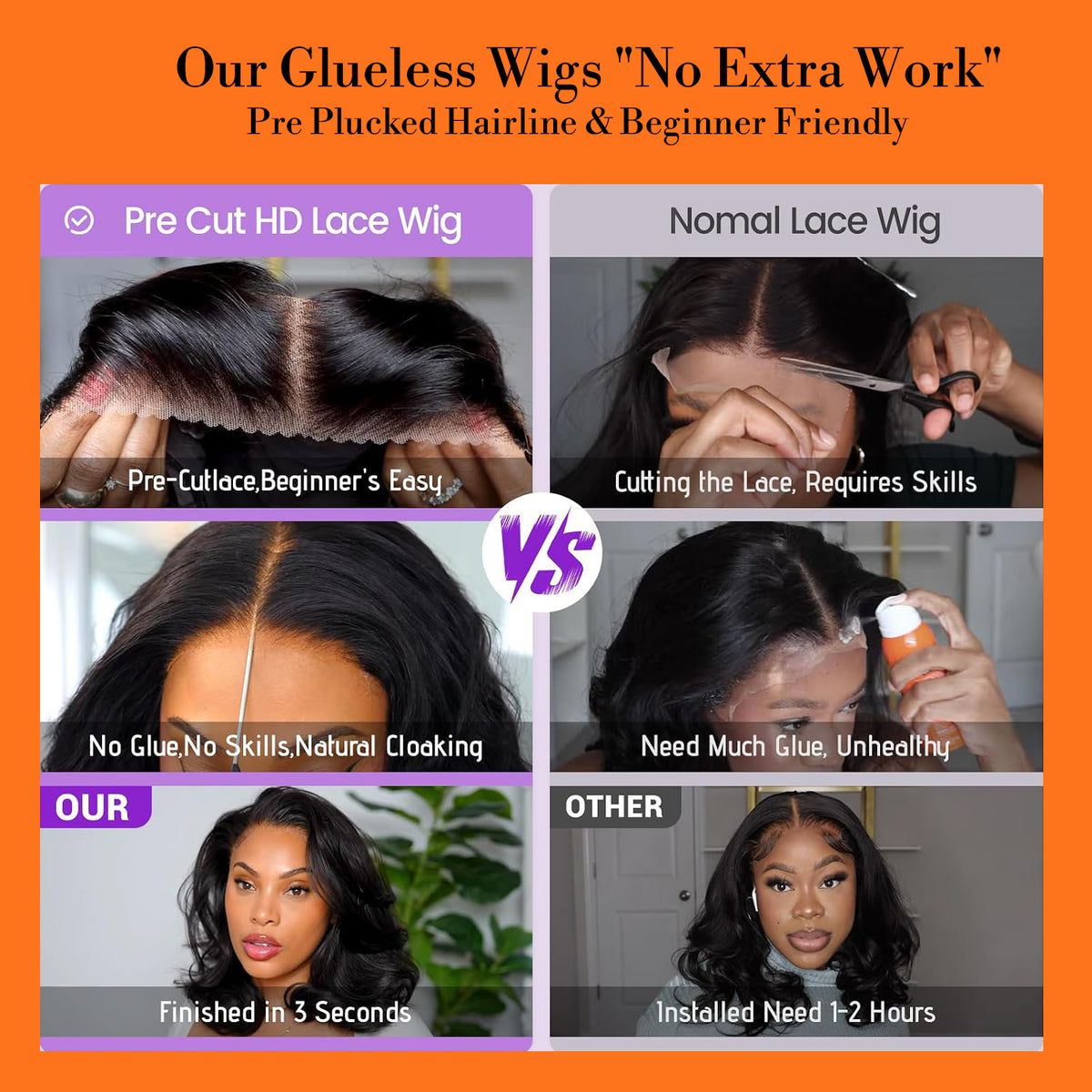 【SeraphicWig】HD Lace Wigs Human Hair Glueless Wear and Go Wig Pre Plucked Natural Hairline Ready to Wear Lace Front Wig