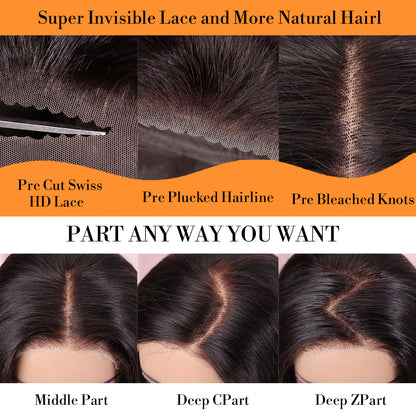 【SeraphicWig】HD Lace Wigs Human Hair Glueless Wear and Go Wig Pre Plucked Natural Hairline Ready to Wear Lace Front Wig