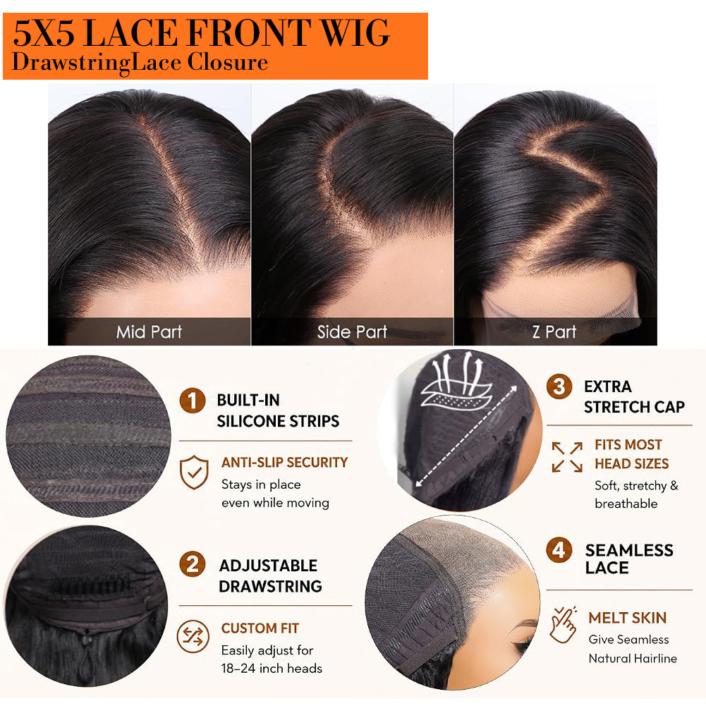 5X5 HD Lace Front Wig Ash Blonde Balayage color 180% Density 18inch-32inch