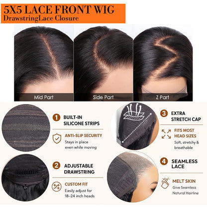 5X5 HD Lace Front Wig Ash Blonde Balayage color 180% Density 18inch-32inch