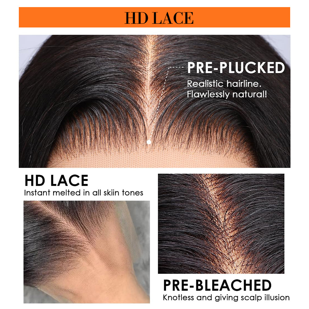 5X5 HD Lace Front Wig Ash Blonde Balayage color 180% Density 18inch-32inch