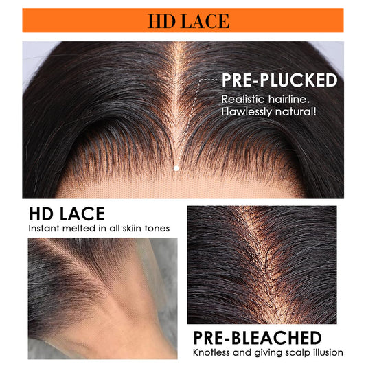 5X5 HD Lace Front Wig Ash Blonde Balayage color 180% Density 18inch-32inch