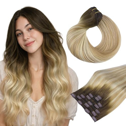 Clip in Hair Extensions Real Human Hair, Remy Human Hair Extensions Clip ins for Women, Natural Human Hair, 20inch 120g 7Pcs, 1B Natural black（副本）