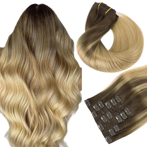 Clip in Hair Extensions Real Human Hair, Remy Human Hair Extensions Clip ins for Women, Natural Human Hair, 20inch 120g 7Pcs, 1B Natural black（副本）