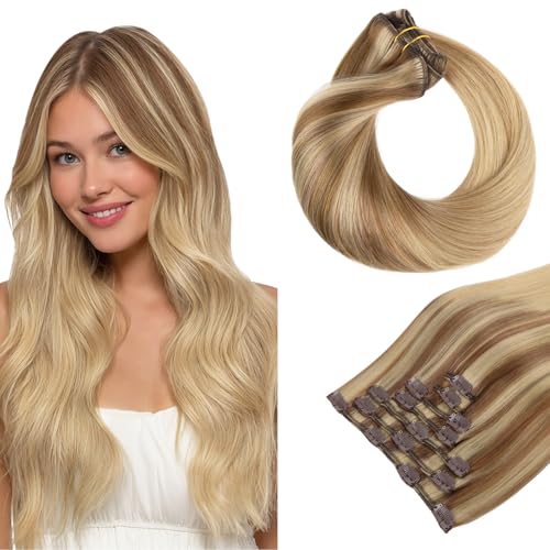 Clip in Hair Extensions Real Human Hair, Remy Human Hair Extensions Clip ins for Women, Natural Human Hair, 20inch 120g 7Pcs, 1B Natural black（副本）