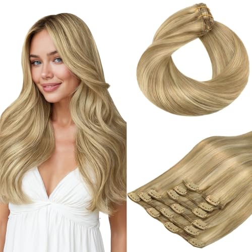 Clip in Hair Extensions Real Human Hair, Remy Human Hair Extensions Clip ins for Women, Natural Human Hair, 20inch 120g 7Pcs, 1B Natural black（副本）
