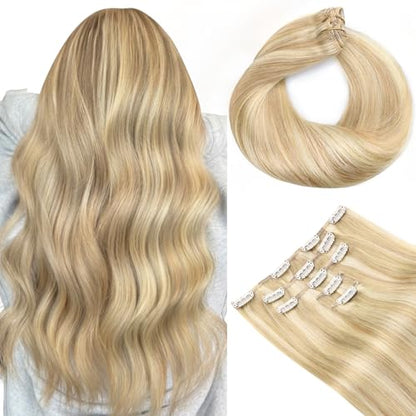 Clip in Hair Extensions Real Human Hair, Remy Human Hair Extensions Clip ins for Women, Natural Human Hair, 20inch 120g 7Pcs, 1B Natural black（副本）