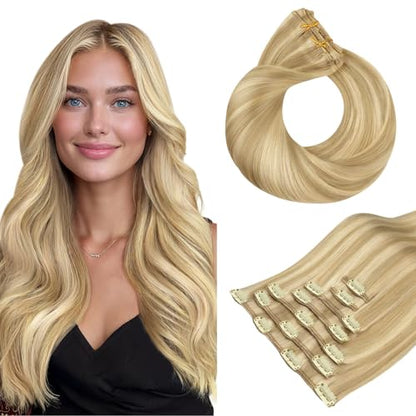 Clip in Hair Extensions Real Human Hair, Remy Human Hair Extensions Clip ins for Women, Natural Human Hair, 20inch 120g 7Pcs, 1B Natural black（副本）