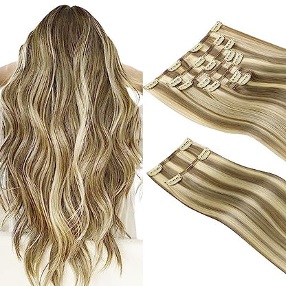 Clip in Hair Extensions Real Human Hair, Remy Human Hair Extensions Clip ins for Women, Natural Human Hair, 20inch 120g 7Pcs, 1B Natural black（副本）