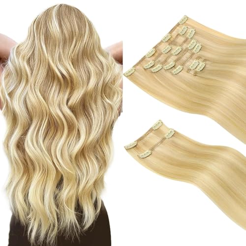 Clip in Hair Extensions Real Human Hair, Remy Human Hair Extensions Clip ins for Women, Natural Human Hair, 20inch 120g 7Pcs, 1B Natural black（副本）