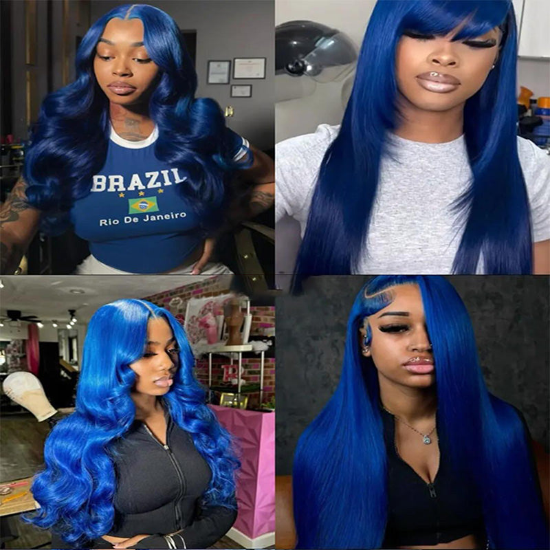 5X5 HD Lace Front Wig blue color 180% Density 18inch-32inch
