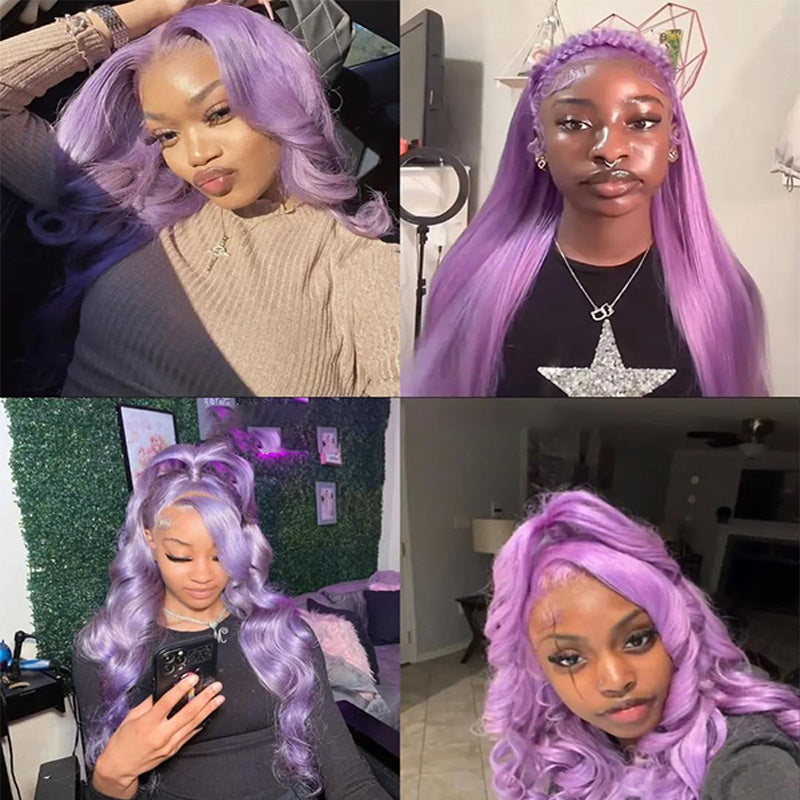 5X5 HD Lace Front Wig purple color 180% Density 18inch-32inch