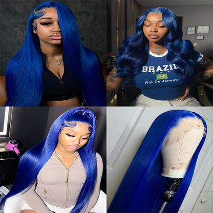 5X5 HD Lace Front Wig blue color 180% Density 18inch-32inch
