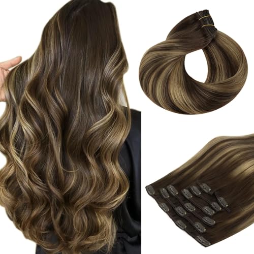 Clip in Hair Extensions Real Human Hair, Remy Human Hair Extensions Clip ins for Women, Natural Human Hair, 20inch 120g 7Pcs, 1B Natural black（副本）