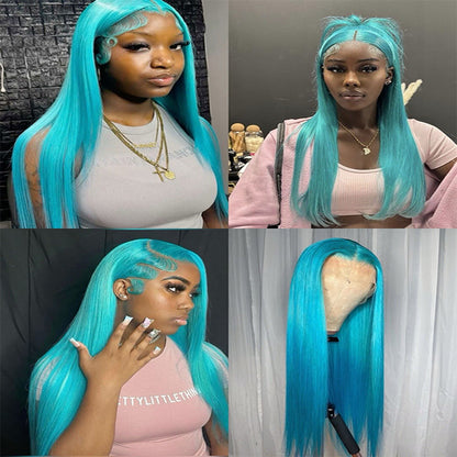 5X5 HD Lace Front Wig blue color 180% Density 18inch-32inch