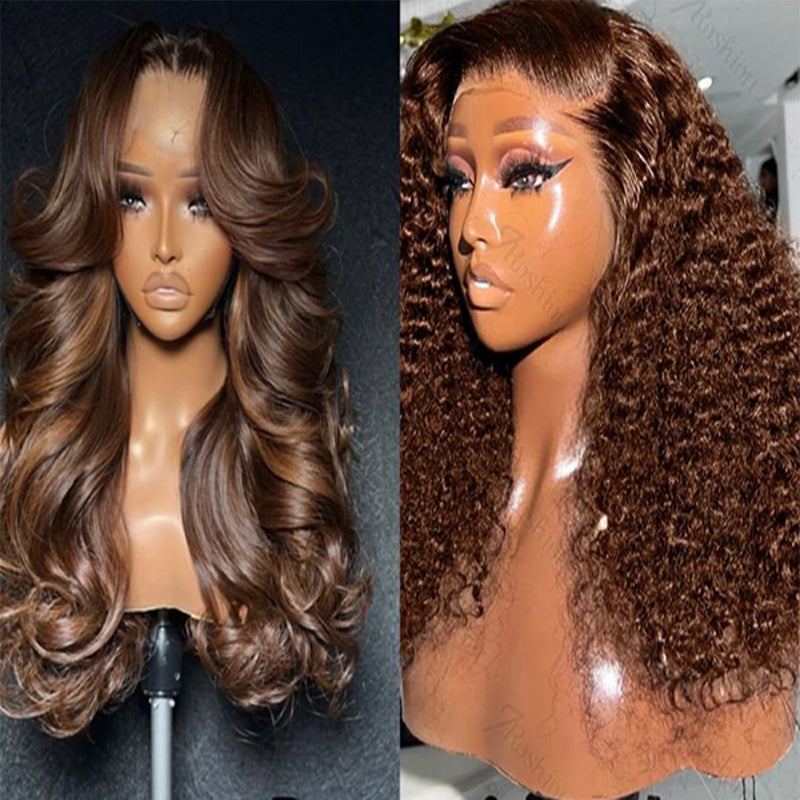 5X5 HD Lace Front Wig brown color 180% Density 18inch-32inch