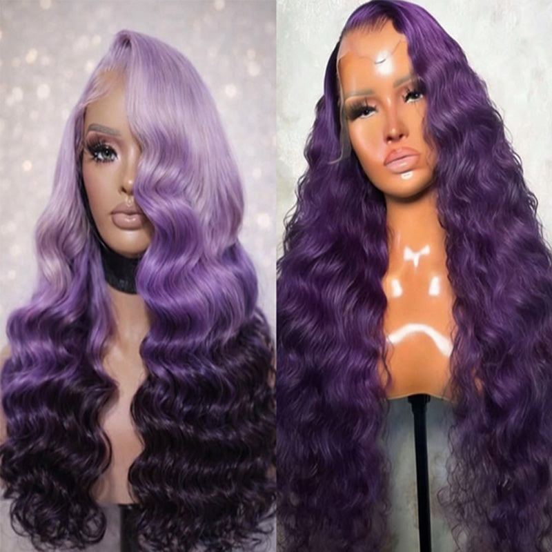 5X5 HD Lace Front Wig purple color 180% Density 18inch-32inch