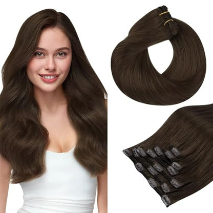 Clip in Hair Extensions Real Human Hair, Remy Human Hair Extensions Clip ins for Women, Natural Human Hair, 20inch 120g 7Pcs, 1B Natural black（副本）