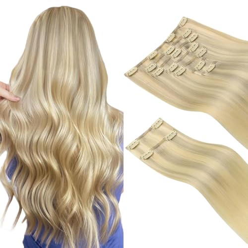 Clip in Hair Extensions Real Human Hair, Remy Human Hair Extensions Clip ins for Women, Natural Human Hair, 20inch 120g 7Pcs, 1B Natural black（副本）