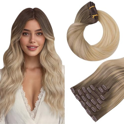 Clip in Hair Extensions Real Human Hair, Remy Human Hair Extensions Clip ins for Women, Natural Human Hair, 20inch 120g 7Pcs, 1B Natural black（副本）