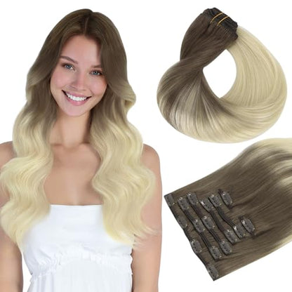Clip in Hair Extensions Real Human Hair, Remy Human Hair Extensions Clip ins for Women, Natural Human Hair, 20inch 120g 7Pcs, 1B Natural black（副本）