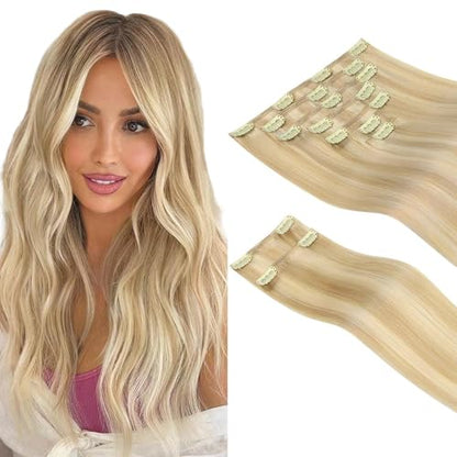 Clip in Hair Extensions Real Human Hair, Remy Human Hair Extensions Clip ins for Women, Natural Human Hair, 20inch 120g 7Pcs, 1B Natural black（副本）