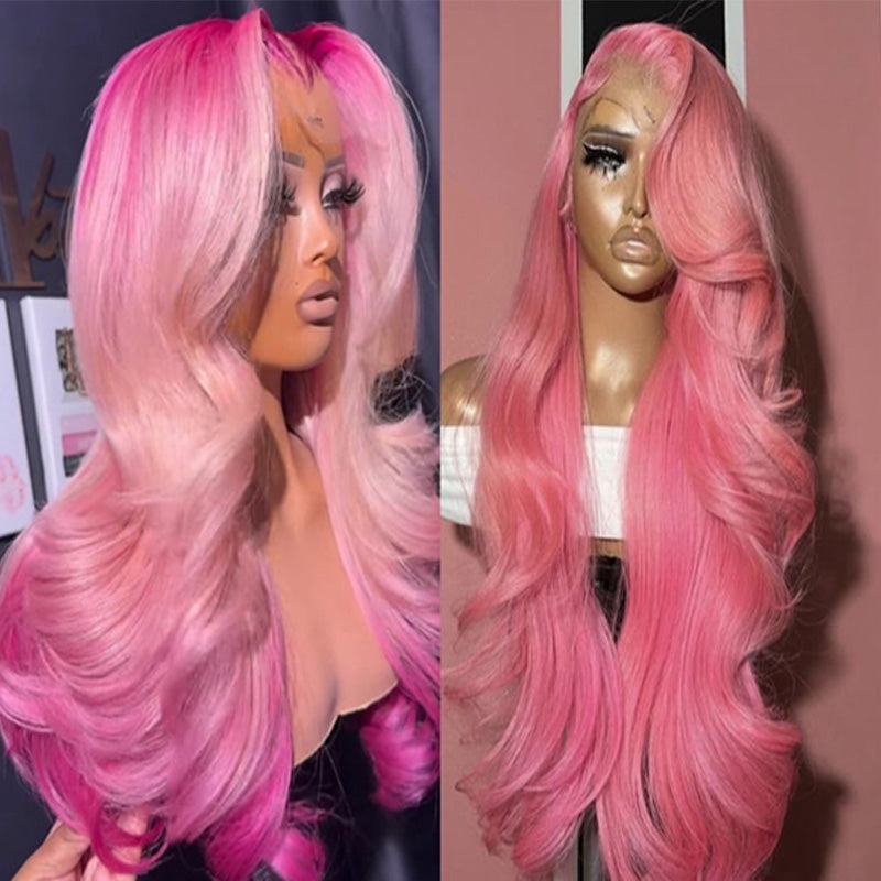 5X5 HD Lace Front Wig pink color 180% Density 18inch-32inch