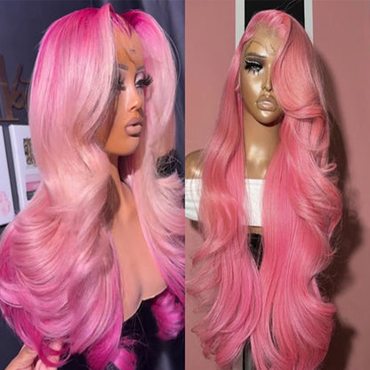 5X5 HD Lace Front Wig pink color 180% Density 18inch-32inch
