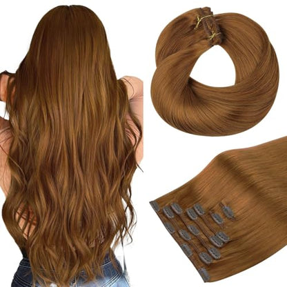 Clip in Hair Extensions Real Human Hair, Remy Human Hair Extensions Clip ins for Women, Natural Human Hair, 20inch 120g 7Pcs, 1B Natural black（副本）