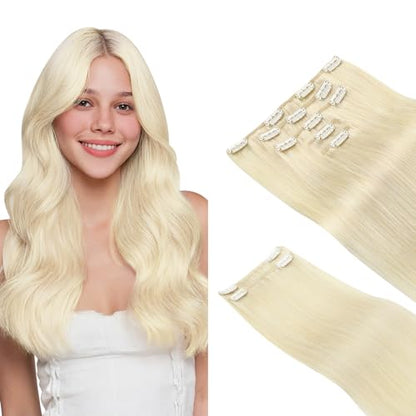 Clip in Hair Extensions Real Human Hair, Remy Human Hair Extensions Clip ins for Women, Natural Human Hair, 20inch 120g 7Pcs, 1B Natural black（副本）
