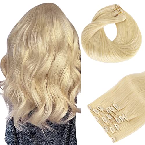 Clip in Hair Extensions Real Human Hair, Remy Human Hair Extensions Clip ins for Women, Natural Human Hair, 20inch 120g 7Pcs, 1B Natural black（副本）