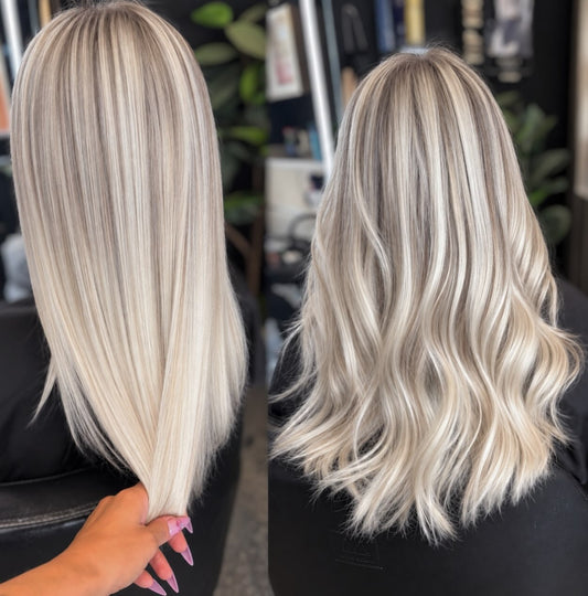 5X5 HD Lace Front Wig Ash Platinum Balayage color 180% Density 18inch-32inch