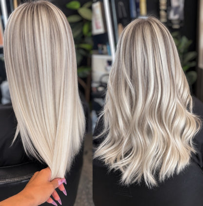 5X5 HD Lace Front Wig Ash Platinum Balayage color 180% Density 18inch-32inch