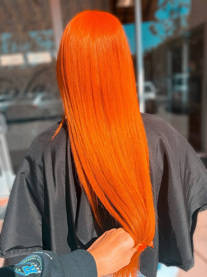 5X5 HD Lace Front Wig Bright Orange color 180% Density 18inch-32inch