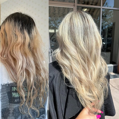 5X5 HD Lace Front Wig Rooted Ash Blonde Balayage color 180% Density 18inch-32inch