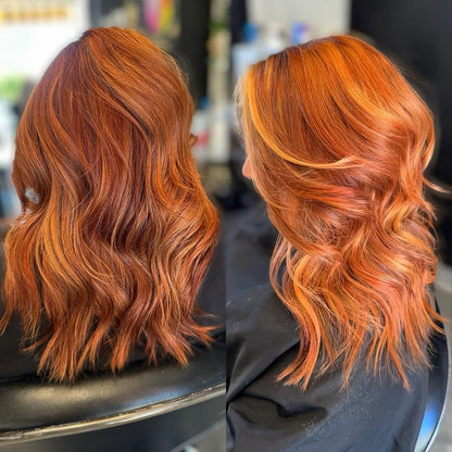 5X5 HD Lace Front Wig Ginger Copper Balayage color 180% Density 18inch-32inch