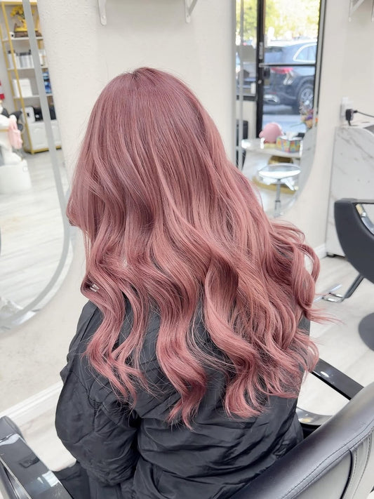 5X5 HD Lace Front Wig #DustyRose Solid Dusty Rose Pink Body Wave color 180% Density 18inch-32inch