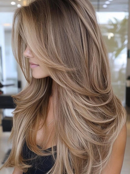 4X4 HD Lace Front Wig Milk Tea Brown Balayage color 180% Density 18inch-32inch