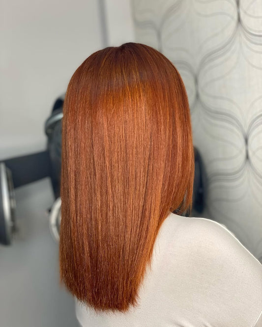 4X4 HD Lace Front Wig Solid Copper Red Bob color 180% Density 18inch-32inch