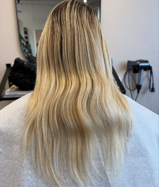 4X4 HD Lace Front Wig Dark Root Ash Blonde Ombre color 180% Density 18inch-32inch