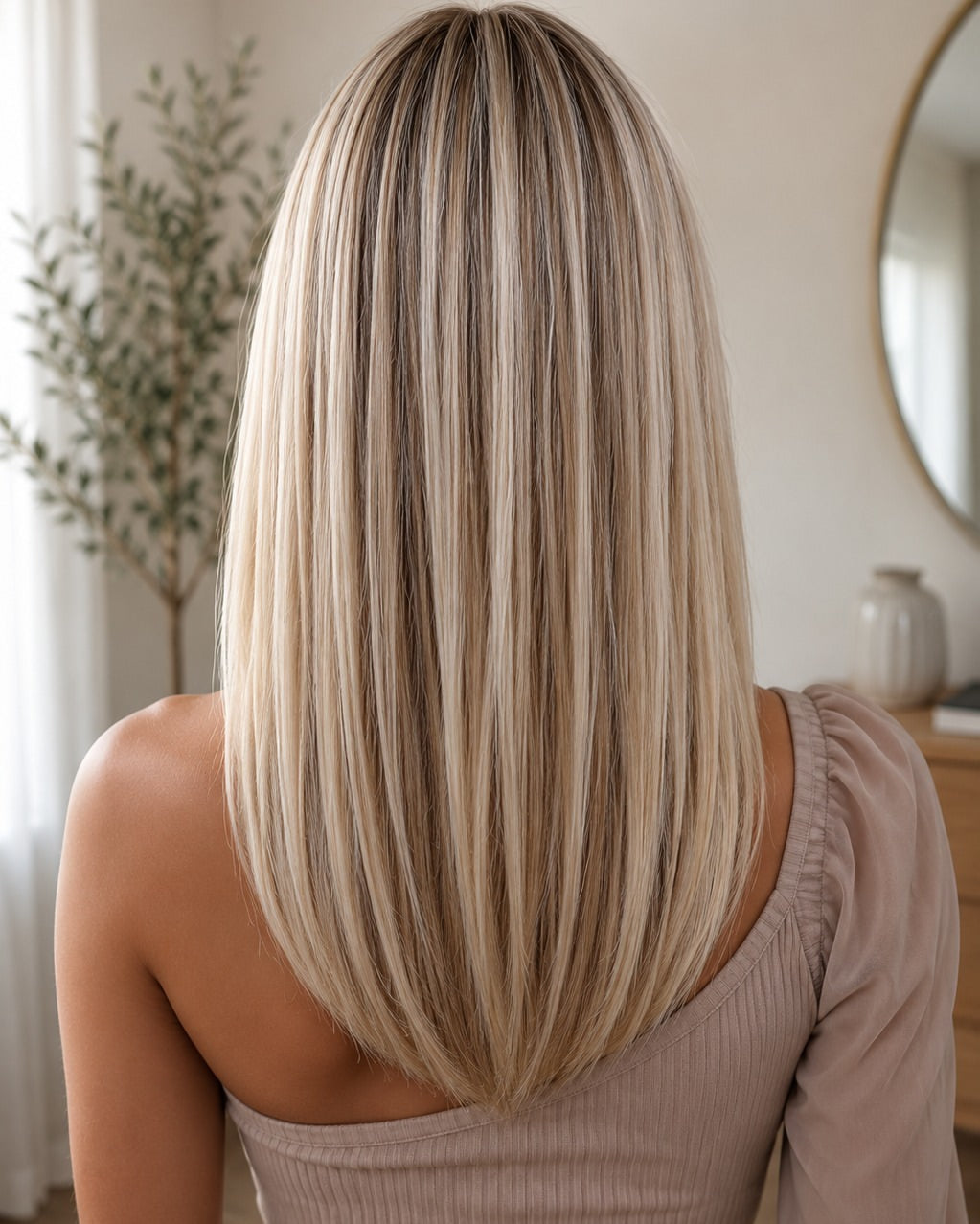5X5 HD Lace Front Wig T6/613 Rooted Ash Blonde Highlights color 180% Density 18inch-32inch