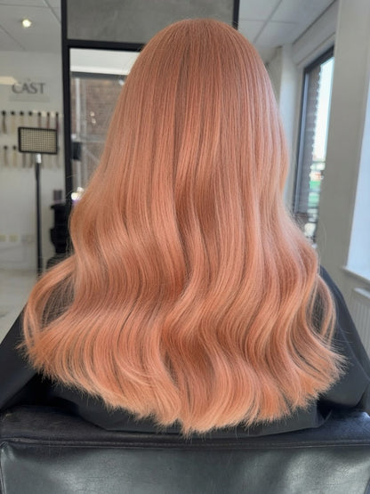 5X5 HD Lace Front Wig #PeachOrange Solid Peach Orange Body Wave color 180% Density 18inch-32inch
