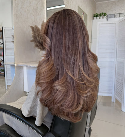 5X5 HD Lace Front Wig #8 Solid Light Chestnut Brown color 180% Density 18inch-32inch