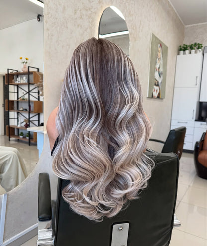5X5 HD Lace Front Wig Ash Brown Balayage color 180% Density 18inch-32inch