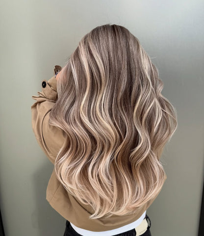 5X5 HD Lace Front Wig T6/18 Rooted Milk Tea Ash Brown Balayage color 180% Density 18inch-32inch