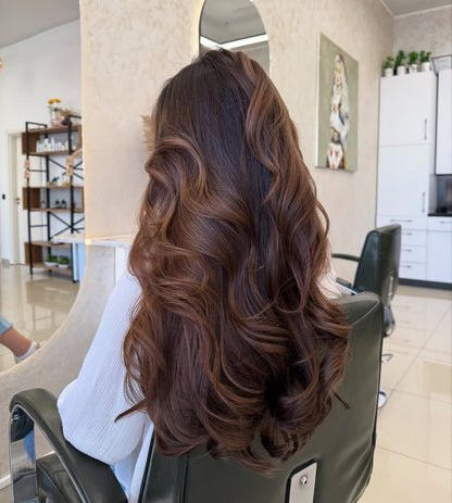 5X5 HD Lace Front Wig T4/30 Rooted Chocolate Brown Warm Gold Balayage color 180% Density 18inch-32inch
