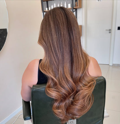 5X5 HD Lace Front Wig T4/30 Rooted Chocolate Brown Warm Gold Balayage color 180% Density 18inch-32inch