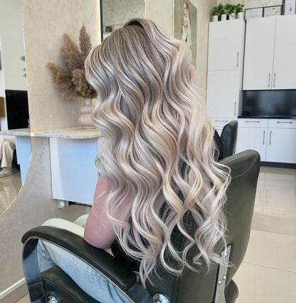 5X5 HD Lace Front Wig T18/613 Creamy Platinum Balayage color 180% Density 18inch-32inch